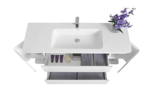 Ancerre Designs Gwyneth Vanity in White with Solid Surface Vanity Top in White with White Basin and Mirror - Ancerre Designs - Ambient Home