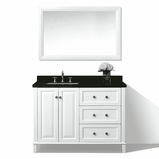 Ancerre Designs Hannah Bath Vanity in White with Quartz Vanity Top in Black with White Basin - VTSM-HANNAH-48-L-W-B - Ancerre Designs - Ambient Home