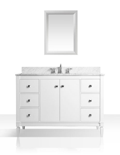 Ancerre Designs Kayleigh Vanity with Marble Vanity Top in Carrera White with White Basin with Mirror - Ancerre Designs - Ambient Home