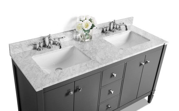 Ancerre Designs Kayleigh Vanity with Marble Vanity Top in Carrera White with White Basin with Mirror - Ancerre Designs - Ambient Home