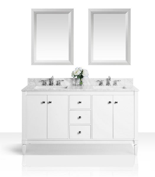 Ancerre Designs Kayleigh Vanity with Marble Vanity Top in Carrera White with White Basin with Mirror - Ancerre Designs - Ambient Home