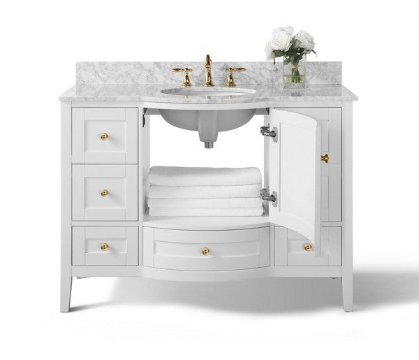 Ancerre Designs Lauren Vanity Marble Vanity Top in Carrara White with White Basin with Mirror - Ancerre Designs - Ambient Home