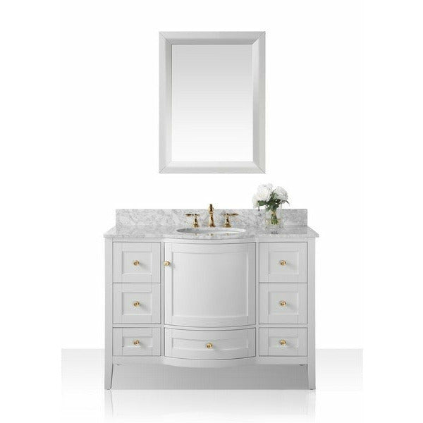 Ancerre Designs Lauren Vanity Marble Vanity Top in Carrara White with White Basin with Mirror - Ancerre Designs - Ambient Home