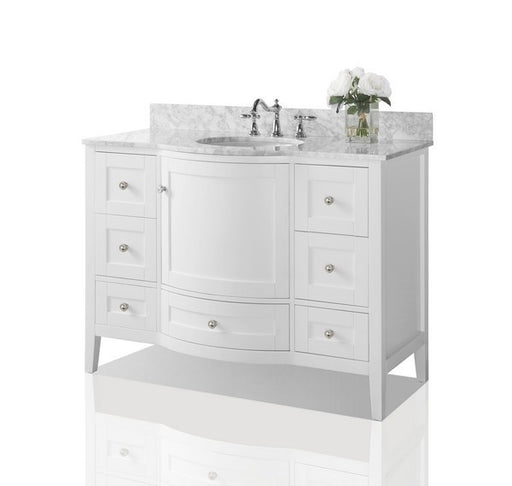 Ancerre Designs Lauren Vanity Marble Vanity Top in Carrara White with White Basin with Mirror - Ancerre Designs - Ambient Home