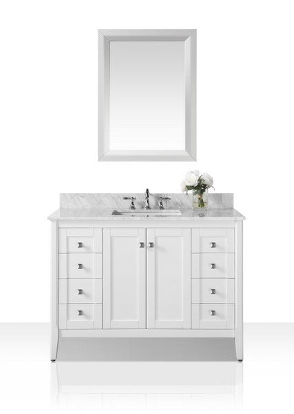 Ancerre Designs Shelton Vanity with Marble Vanity Top in Carrara White with White Basin With Mirror - Ancerre Designs - Ambient Home