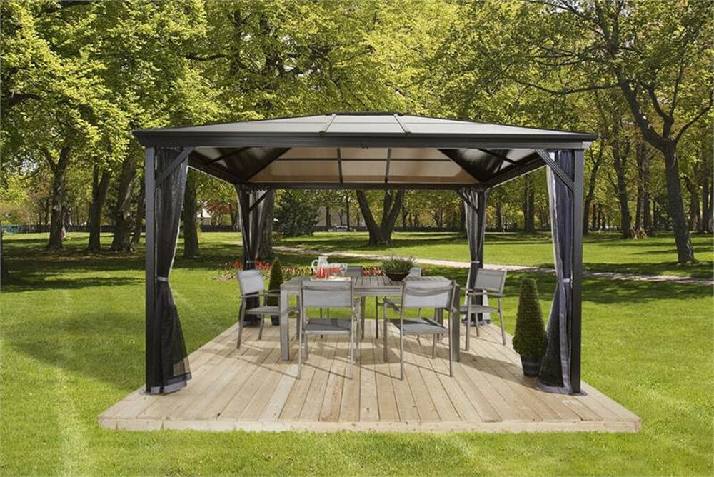 Sojag™ Verona Hard Roof Gazebo with Polycarbonate Roof & Mosquito Netting - Sojag Gazebo - Ambient Home