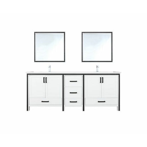 Lexora Ziva 80" - White Double Bathroom Vanity (Options: Cultured Marble Top, White Square Sink and 30" Mirrors w/ Faucet) - Lexora - Ambient Home