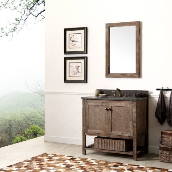 Legion Furniture 36 Inch Solid Wood Vanity in Brown with Moon Stone Top | WH5136-BR - Legion Furniture - Ambient Home