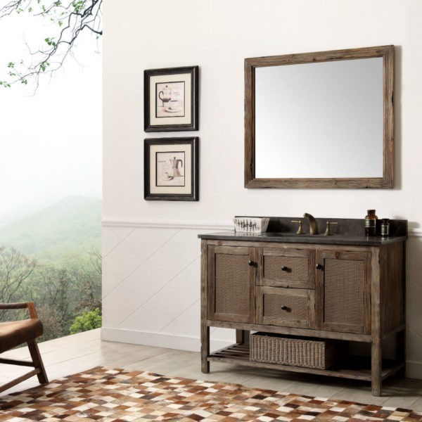 Legion Furniture 48 Inch Solid Wood Vanity in Brown with Moon Stone Top | WH5148-BR - Legion Furniture - Ambient Home