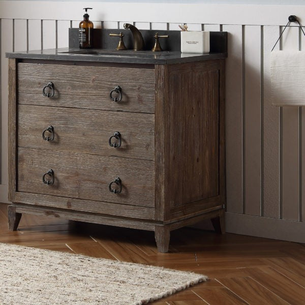 Legion Furniture WH8836 36 Inch Wood Vanity in Brown with Marble Top, No Faucet - Legion Furniture - Ambient Home