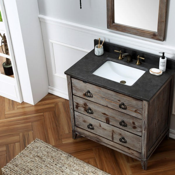 Legion Furniture WH8836 36 Inch Wood Vanity in Brown with Marble Top, No Faucet - Legion Furniture - Ambient Home