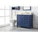 Legion Furniture WLF2136-B 36 Inch Blue Finish Sink Vanity Cabinet with Carrara White Top - Legion Furniture - Ambient Home