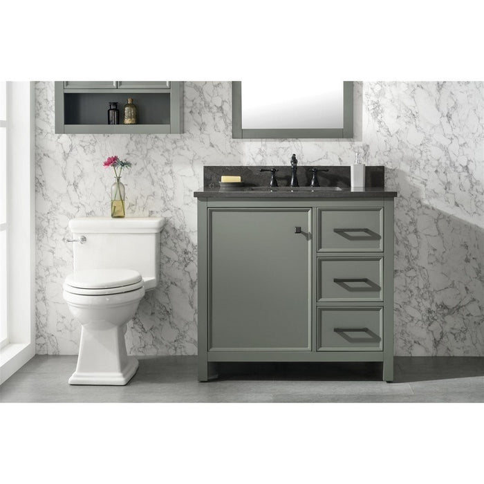 Legion Furniture WLF2136-PG 36 Inch Pewter Green Finish Sink Vanity Cabinet with Blue Lime Stone Top - Legion Furniture - Ambient Home