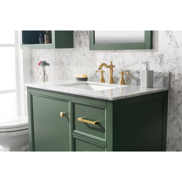 Legion Furniture WLF2136-VG 36 Inch Vogue Green Finish Sink Vanity Cabinet with Carrara White Top - Legion Furniture - Ambient Home