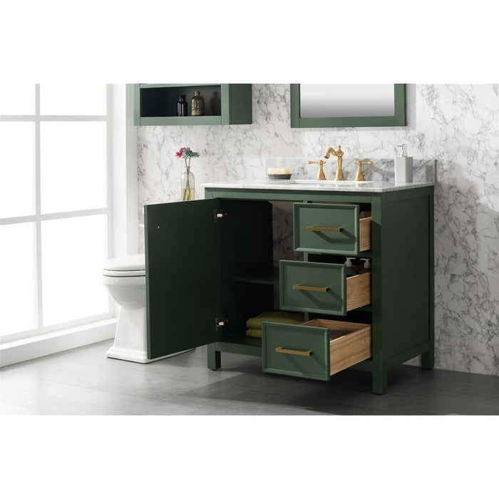 Legion Furniture WLF2136-VG 36 Inch Vogue Green Finish Sink Vanity Cabinet with Carrara White Top - Legion Furniture - Ambient Home