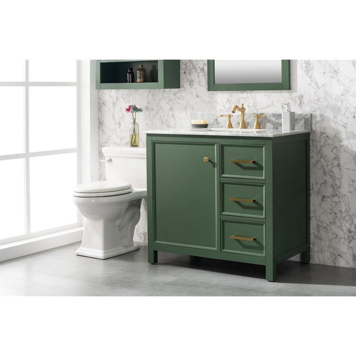 Legion Furniture WLF2136-VG 36 Inch Vogue Green Finish Sink Vanity Cabinet with Carrara White Top - Legion Furniture - Ambient Home