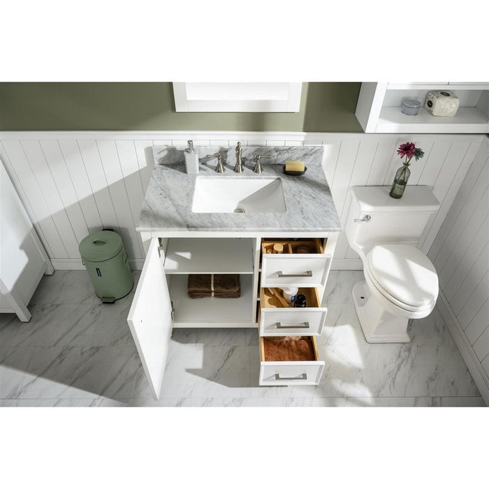 Legion Furniture WLF2136-W 36 Inch White Finish Sink Vanity Cabinet with Carrara White Top - Legion Furniture - Ambient Home