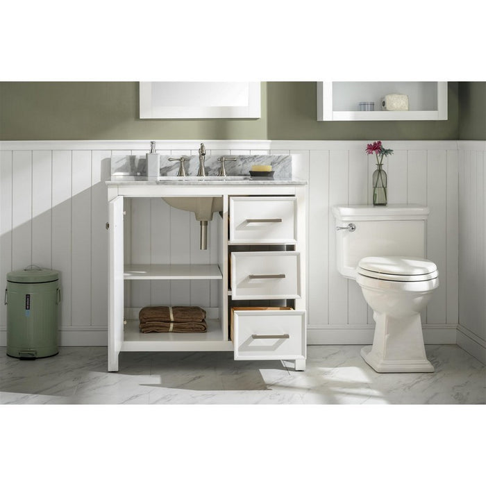 Legion Furniture WLF2136-W 36 Inch White Finish Sink Vanity Cabinet with Carrara White Top - Legion Furniture - Ambient Home