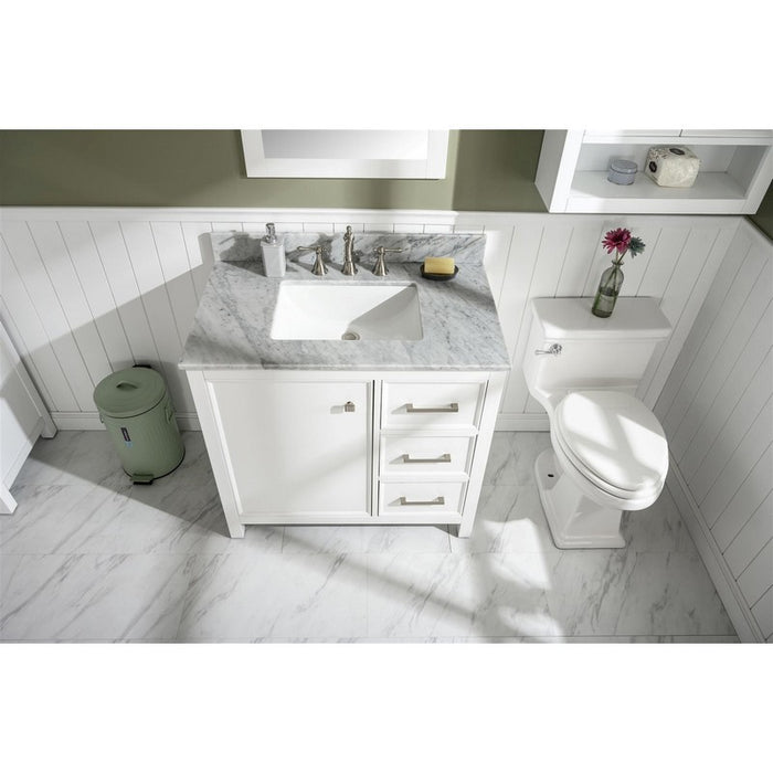 Legion Furniture WLF2136-W 36 Inch White Finish Sink Vanity Cabinet with Carrara White Top - Legion Furniture - Ambient Home