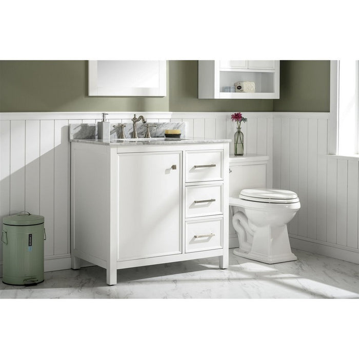 Legion Furniture WLF2136-W 36 Inch White Finish Sink Vanity Cabinet with Carrara White Top - Legion Furniture - Ambient Home