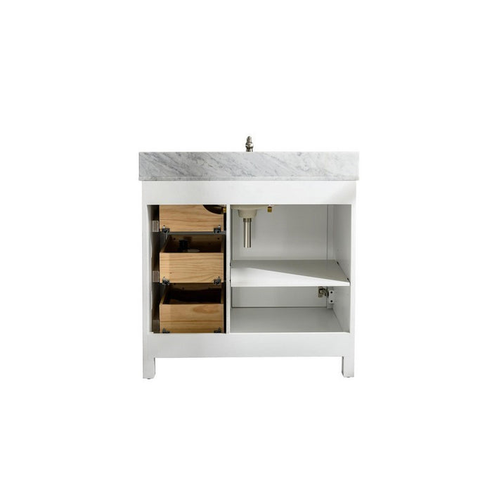 Legion Furniture WLF2136-W 36 Inch White Finish Sink Vanity Cabinet with Carrara White Top - Legion Furniture - Ambient Home