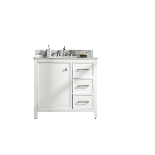 Legion Furniture WLF2136-W 36 Inch White Finish Sink Vanity Cabinet with Carrara White Top - Legion Furniture - Ambient Home