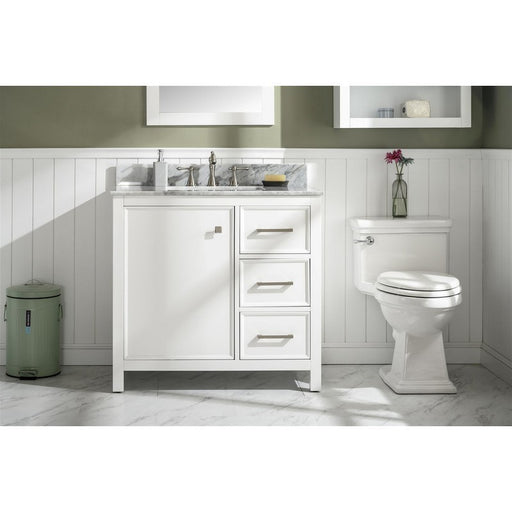 Legion Furniture WLF2136-W 36 Inch White Finish Sink Vanity Cabinet with Carrara White Top - Legion Furniture - Ambient Home