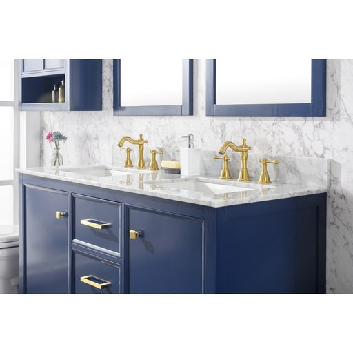 Legion Furniture WLF2154-B 54 Inch Blue Finish Double Sink Vanity Cabinet with Carrara White Top - Legion Furniture - Ambient Home