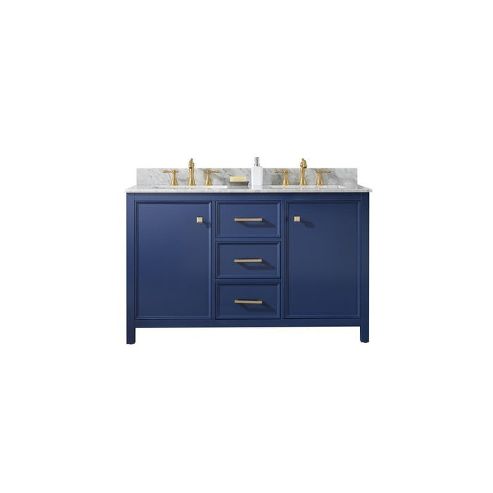 Legion Furniture WLF2154-B 54 Inch Blue Finish Double Sink Vanity Cabinet with Carrara White Top - Legion Furniture - Ambient Home