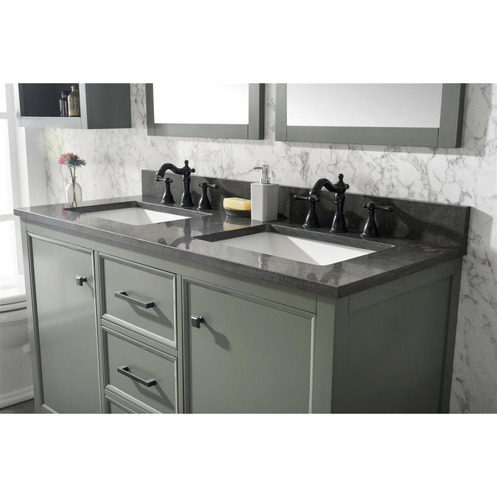 Legion Furniture WLF2154-PG 54 Inch Pewter Green Finish Double Sink Vanity Cabinet with Blue Lime Stone Top - Legion Furniture - Ambient Home