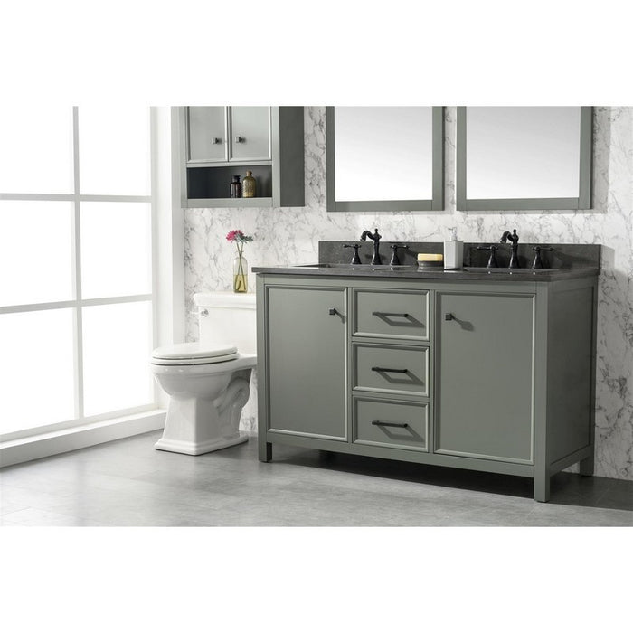 Legion Furniture WLF2154-PG 54 Inch Pewter Green Finish Double Sink Vanity Cabinet with Blue Lime Stone Top - Legion Furniture - Ambient Home