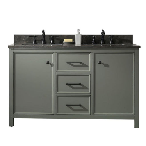Legion Furniture WLF2154-PG 54 Inch Pewter Green Finish Double Sink Vanity Cabinet with Blue Lime Stone Top - Legion Furniture - Ambient Home