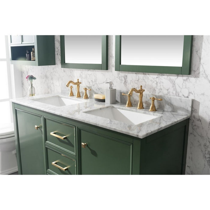 Legion Furniture WLF2154-VG 54 Inch Vogue Green Finish Double Sink Vanity Cabinet with Carrara White Top - Legion Furniture - Ambient Home