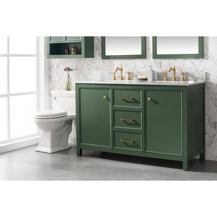 Legion Furniture WLF2154-VG 54 Inch Vogue Green Finish Double Sink Vanity Cabinet with Carrara White Top - Legion Furniture - Ambient Home
