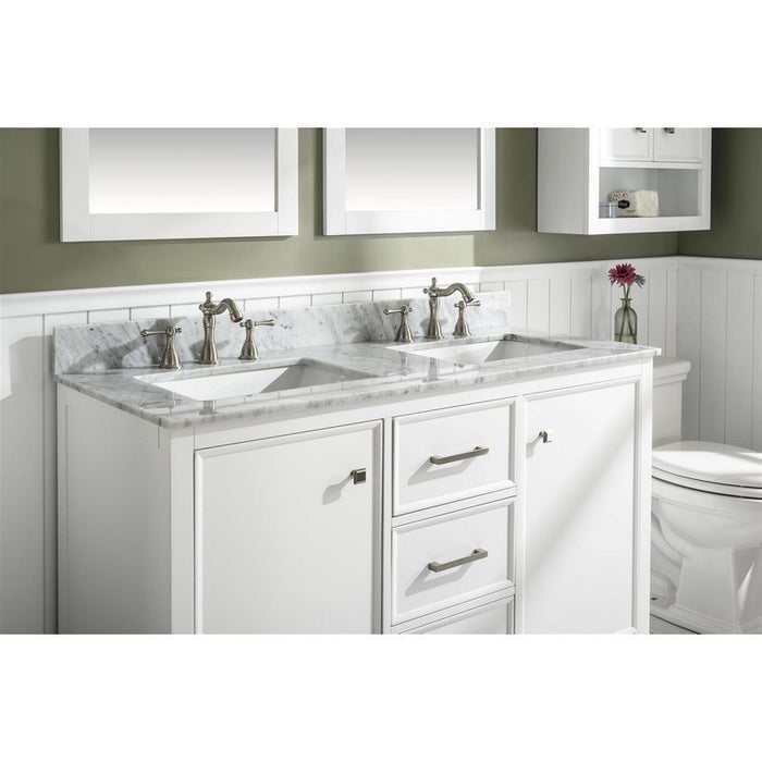 Legion Furniture WLF2154-W 54 Inch White Finish Double Sink Vanity Cabinet with Carrara White Top - Legion Furniture - Ambient Home