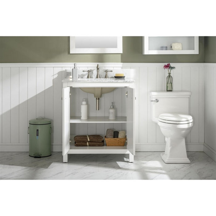 Legion Furniture WLF2154-W 54 Inch White Finish Double Sink Vanity Cabinet with Carrara White Top - Legion Furniture - Ambient Home