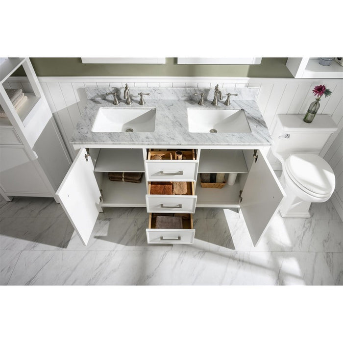 Legion Furniture WLF2154-W 54 Inch White Finish Double Sink Vanity Cabinet with Carrara White Top - Legion Furniture - Ambient Home