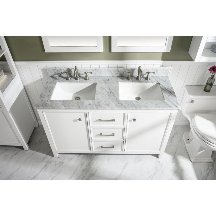 Legion Furniture WLF2154-W 54 Inch White Finish Double Sink Vanity Cabinet with Carrara White Top - Legion Furniture - Ambient Home