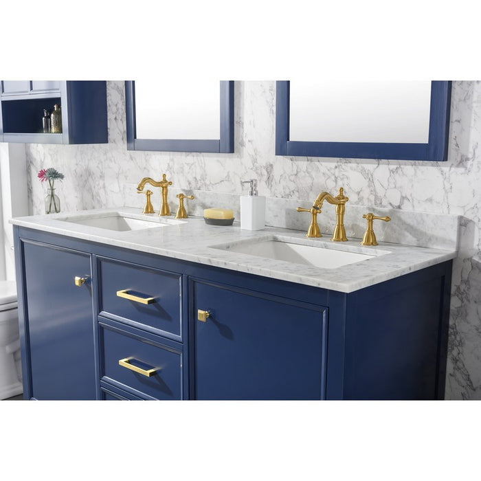 Legion Furniture WLF2160D-B 60 Inch Blue Finish Double Sink Vanity Cabinet with Carrara White Top - Legion Furniture - Ambient Home