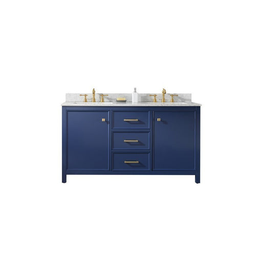 Legion Furniture WLF2160D-B 60 Inch Blue Finish Double Sink Vanity Cabinet with Carrara White Top - Legion Furniture - Ambient Home