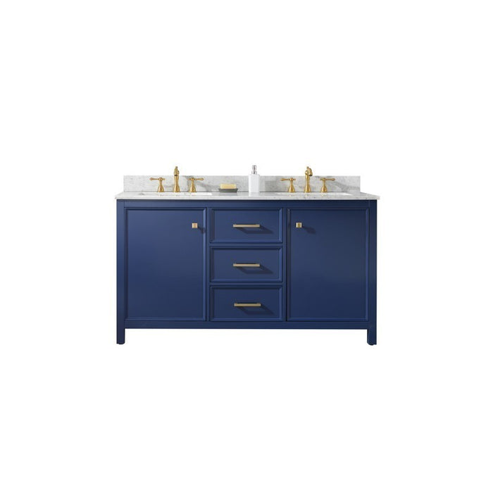 Legion Furniture WLF2160D-B 60 Inch Blue Finish Double Sink Vanity Cabinet with Carrara White Top - Legion Furniture - Ambient Home