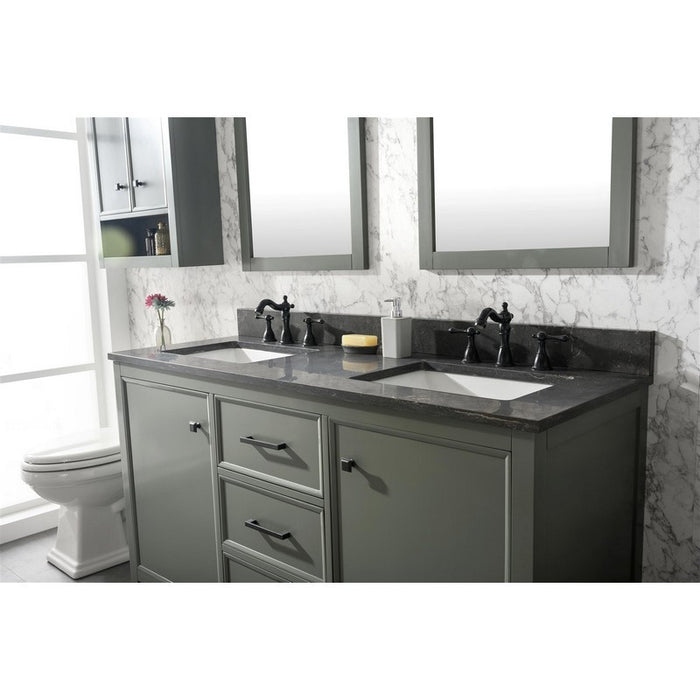 Legion Furniture WLF2160D-PG 60 Inch Pewter Green Finish Double Sink Vanity Cabinet with Blue Lime Stone Top - Legion Furniture - Ambient Home