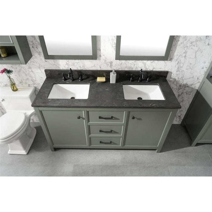 Legion Furniture WLF2160D-PG 60 Inch Pewter Green Finish Double Sink Vanity Cabinet with Blue Lime Stone Top - Legion Furniture - Ambient Home