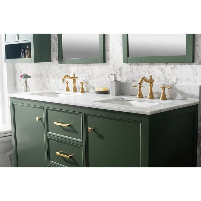 Legion Furniture WLF2160D-VG 60 Inch Vogue Green Finish Double Sink Vanity Cabinet with Carrara White Top - Legion Furniture - Ambient Home