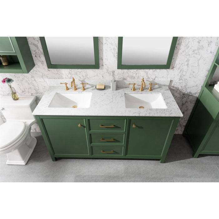 Legion Furniture WLF2160D-VG 60 Inch Vogue Green Finish Double Sink Vanity Cabinet with Carrara White Top - Legion Furniture - Ambient Home