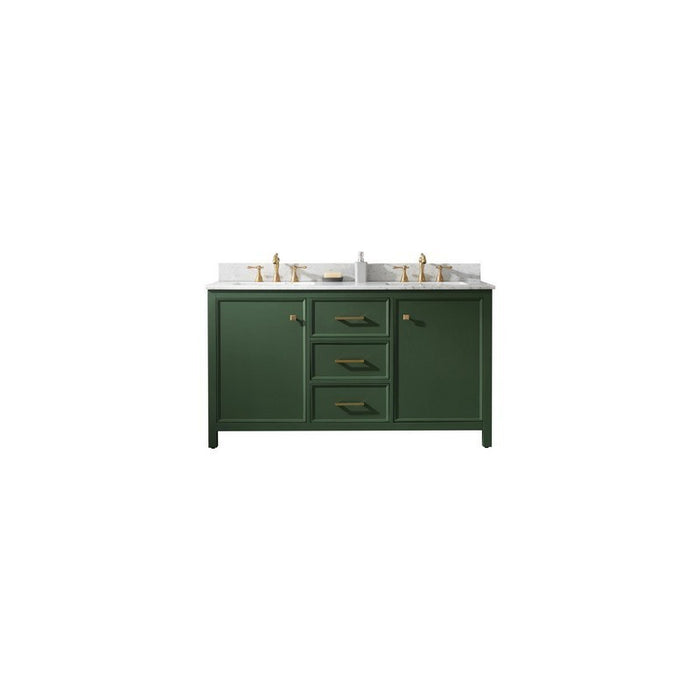 Legion Furniture WLF2160D-VG 60 Inch Vogue Green Finish Double Sink Vanity Cabinet with Carrara White Top - Legion Furniture - Ambient Home