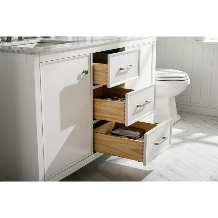 Legion Furniture WLF2160D-W 60 Inch White Finish Double Sink Vanity Cabinet with Carrara White Top - Legion Furniture - Ambient Home