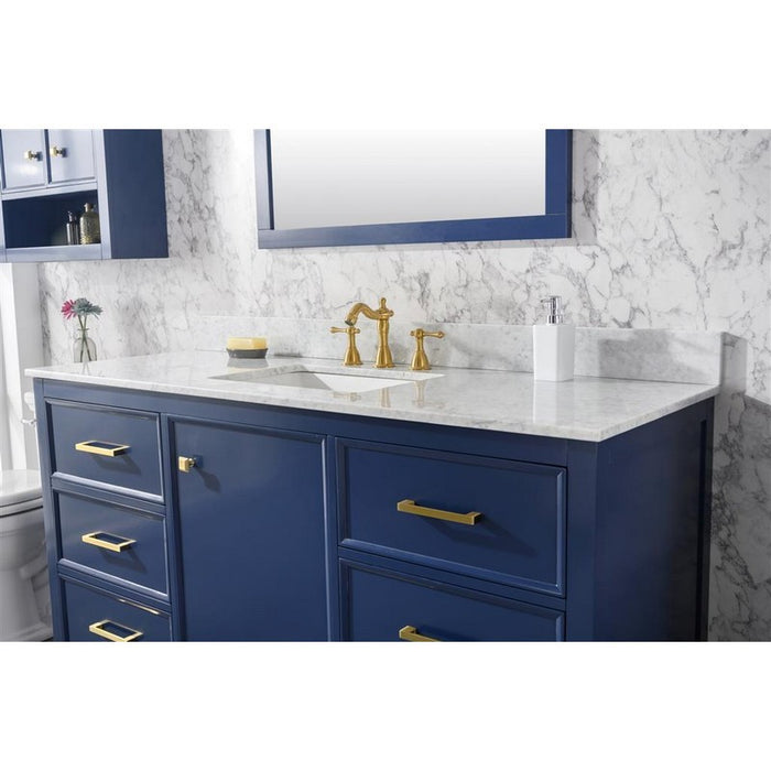 Legion Furniture WLF2160S-B 60 Inch Blue Finish Single Sink Vanity Cabinet with Carrara White Top - Legion Furniture - Ambient Home