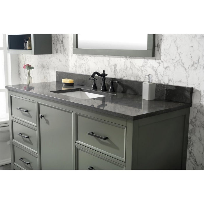 Legion Furniture WLF2160S-PG 60 Inch Pewter Green Finish Single Sink Vanity Cabinet with Blue Lime Stone Top - Legion Furniture - Ambient Home