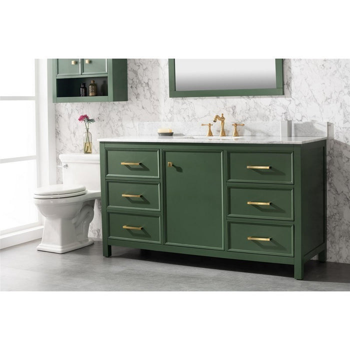Legion Furniture WLF2160S-VG 60 Inch Vogue Green Finish Single Sink Vanity Cabinet with Carrara White Top - Legion Furniture - Ambient Home